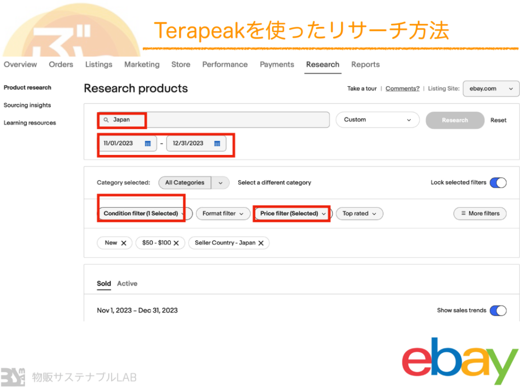 Terapeakを使ったリサーチ方法